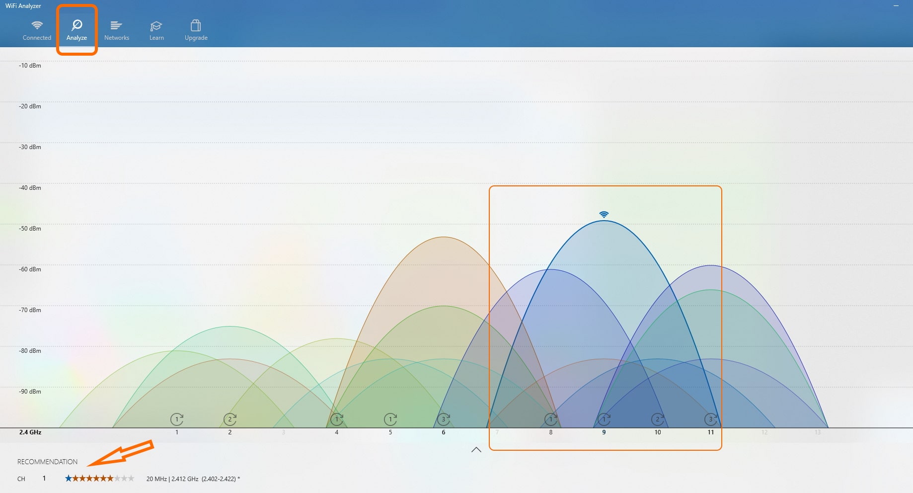 Скрин WiFi Analyzer